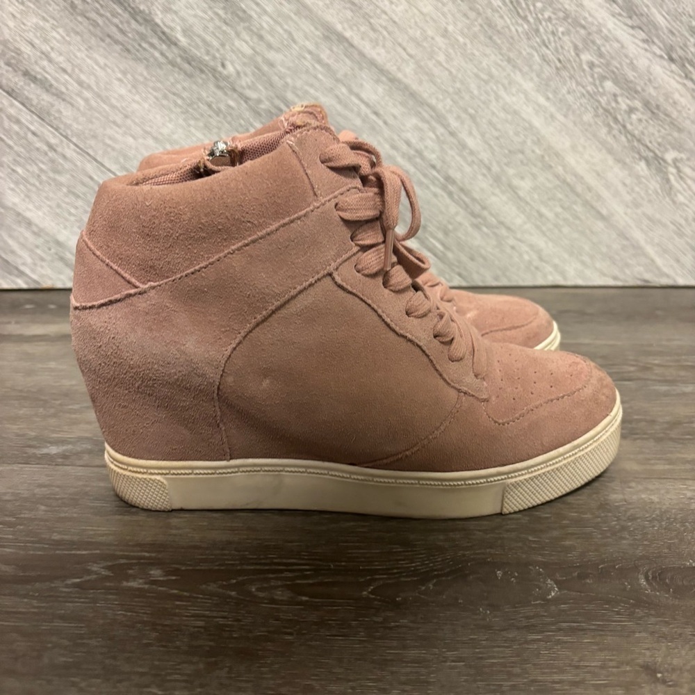 Steve Madden Noah Women s Size 8.5 Shoes Pink Zip Up Hidden Wedge